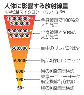 人体に影響する放射線量